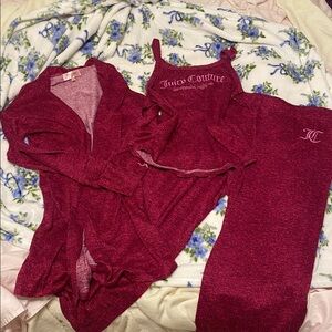 Juicy Couture Burgundy 3 piece Lounge Set